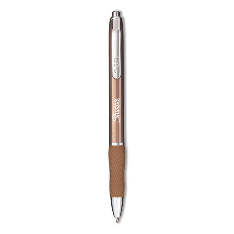 SANFORD S-Gel Premium Metal Barrel Gel Pen, Retractable, Medium 0.7 mm, Black Ink, Champagne Barrel, Dozen (SAN2147526)