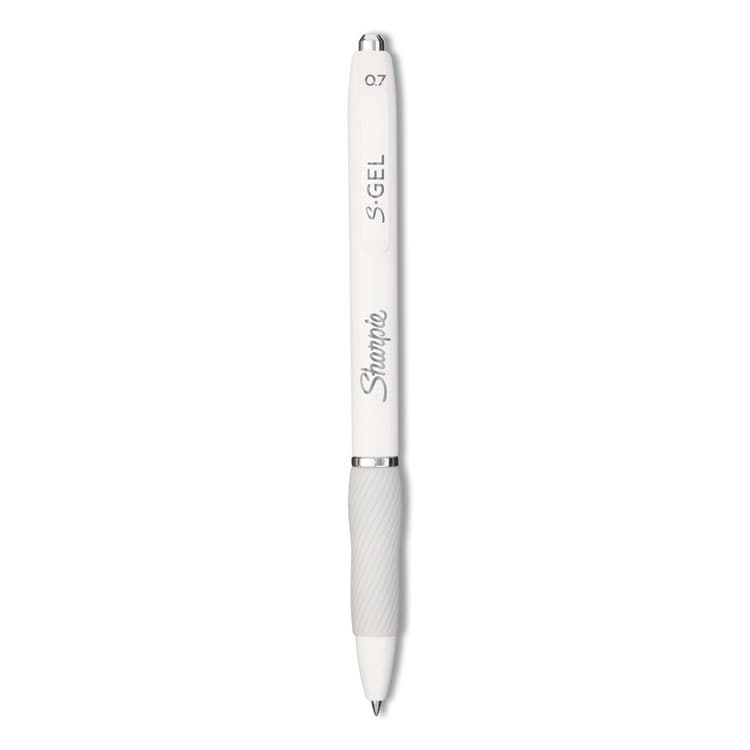 SANFORD S-Gel Fashion Barrel Gel Pen, Retractable, Medium 0.7 mm, Black Ink, Pearl White Barrel, Dozen (SAN2126236)