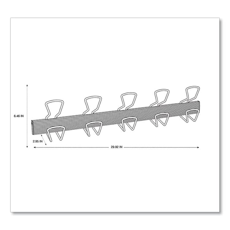 ALBA Wall-Mount Coat Hooks, 29.92 x 2.95 x 6.45, Metal, Silver, 22 lb Capacity (ABAPMPRO5M) thumbnail 3
