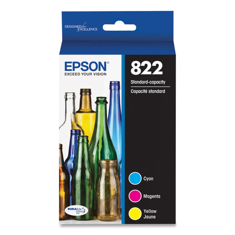 EPSON AMERICA, . T822520-S (T822) DURABrite Ultra Ink, 240 Page-Yield, Cyan/Magenta/Yellow (EPST822520S)