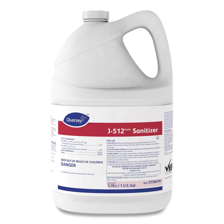 DIVERSEY J-512TM/MC Sanitizer, 1 gal Bottle, 4/Carton (DVO5756018)