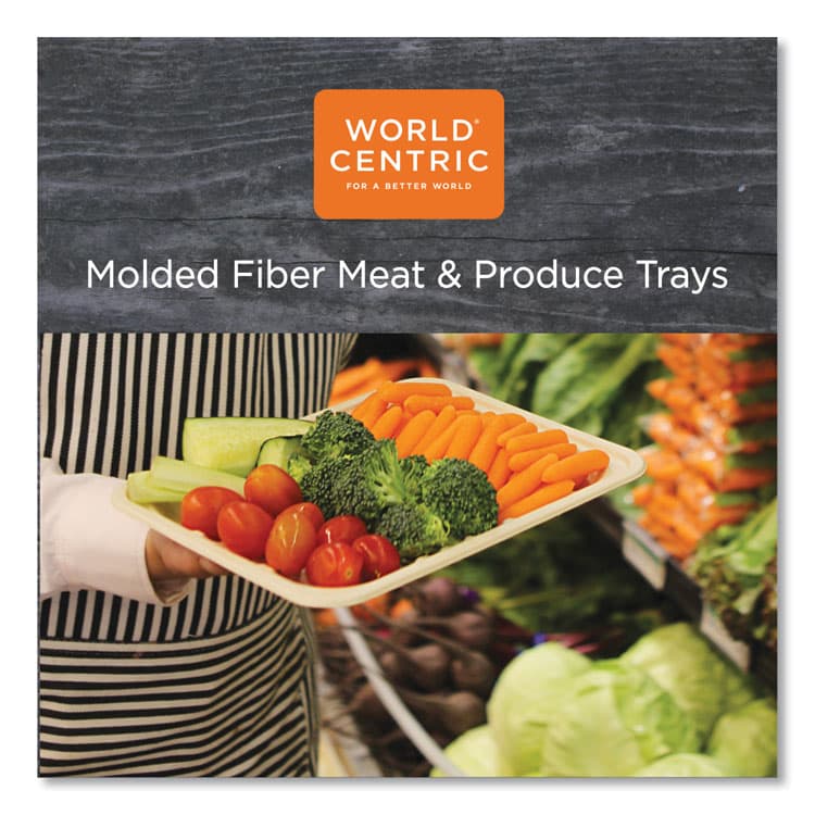 WORLD CENTRIC PFAS Fiber Trays, 9.1 x 7.1 x 0.7, Natural, Paper, 500/Carton (WORTRSC4S) thumbnail 2
