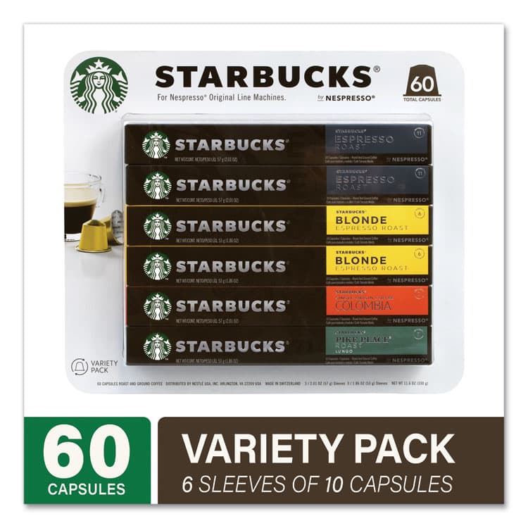 STARBUCKS COFFEE COMPANY Pods Variety Pack, Blonde Espresso/Colombia/Espresso/Pikes Place, 60 Pods/Pack (GRR22001153) thumbnail 2
