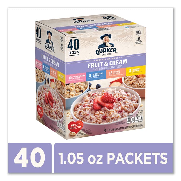 QUAKER OATS COMPANY Instant Oatmeal, Assorted Varieties, 1.05 oz Packet, 40/Box (GRR22001144) thumbnail 2