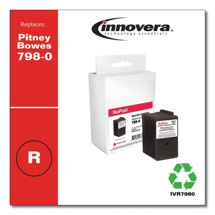 INNOVERA Compatible Red Postage Meter Ink, Replacement for 798-0 (SL-798-0), 1,500 Page-Yield (IVR7980)