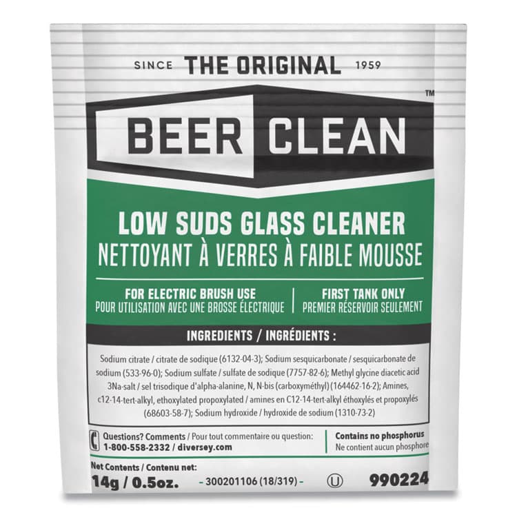 DIVERSEY Beer Clean Glass Cleaner, Powder, 0.5 oz Packet, 100/Carton (DVO990224) thumbnail 3