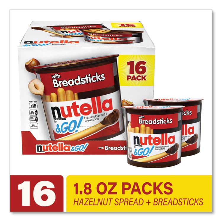FERRERO USA Hazelnut Spread and Breadsticks, 1.8 oz Single-Serve Tub, 16/Pack (GRR22001135) thumbnail 2