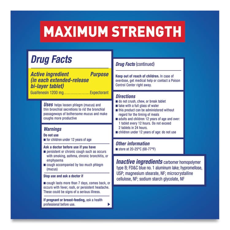 RECKITT BENCKISER Maximum Strength Expectorant, 14 Tablets/Box (RAC02314) thumbnail 3