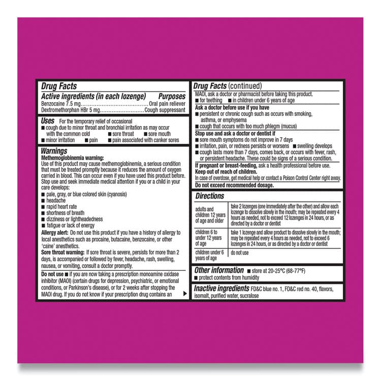 RECKITT BENCKISER Extra Strength Sore Throat and Cough Lozenges, Mixed Berry, 16 Lozenges (RAC74016) thumbnail 3
