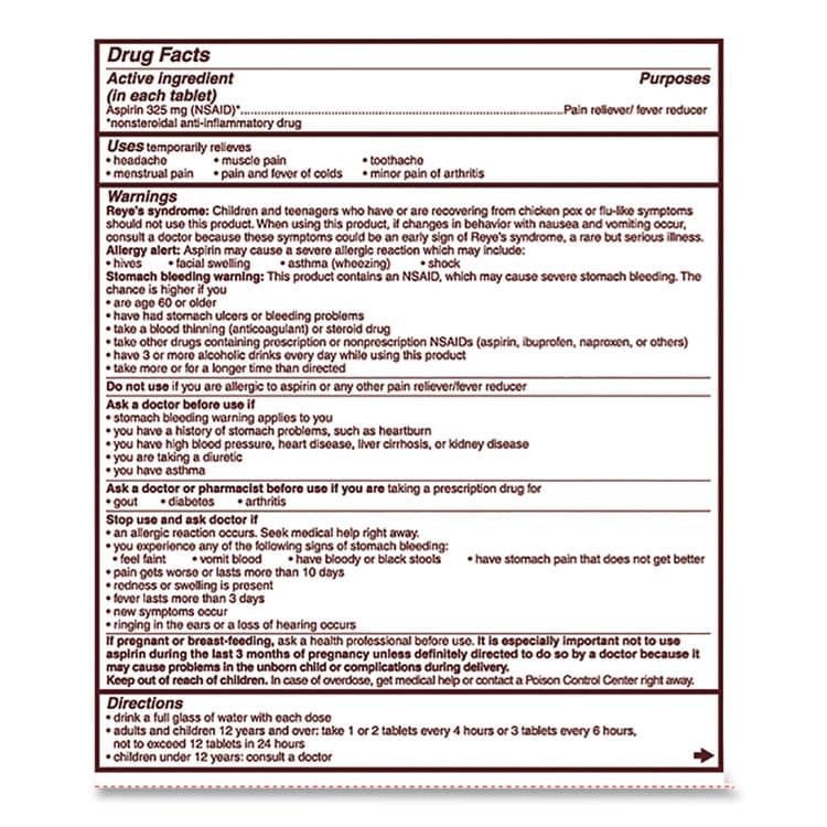 ACME UNITED CORPORATION Aspirin Tablets, Two-Pack, 50 Packs/Box (PFYBXBG50) thumbnail 3