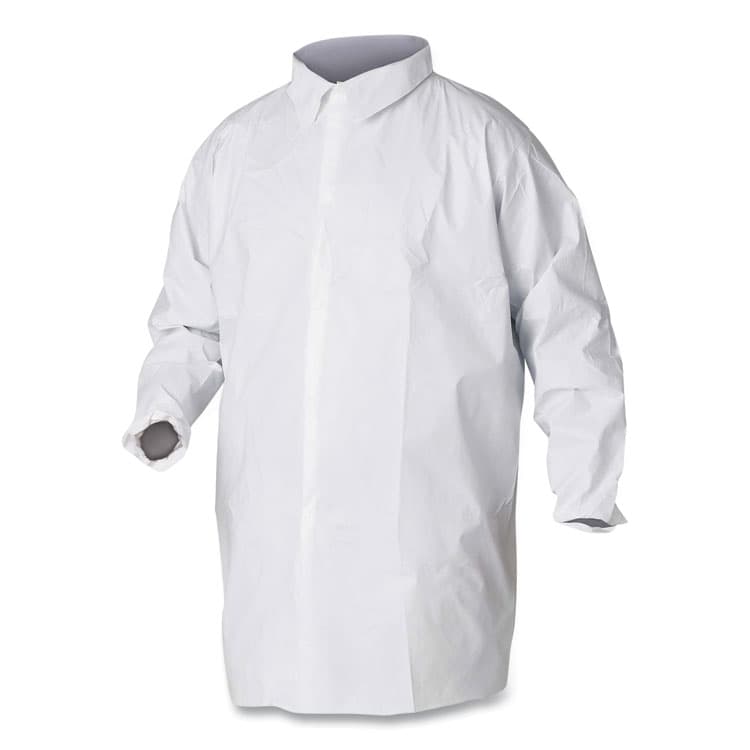KIMBERLY-CLARK PROFESSIONAL A20 Breathable Particle Protection Lab Coat, Hook and Loop Closure/Elastic Wrists/No Pockets, Large, White, 30/Carton (ANS35620)