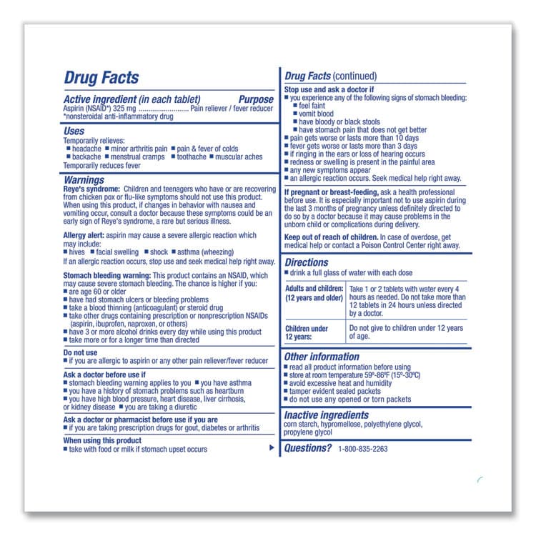 ACME UNITED CORPORATION Aspirin Tablets, 250/Box (FAO54034) thumbnail 2