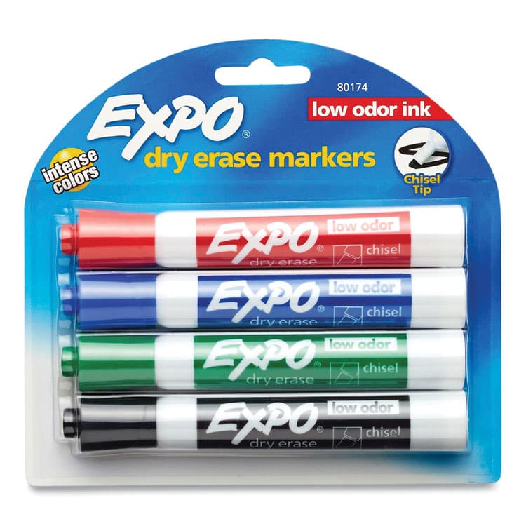 SANFORD Low-Odor Dry-Erase Marker, Peggable Card, Broad Chisel Tip, Assorted Colors, 4/Pack (SAN80174PK) thumbnail 2