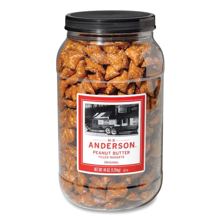 ANDERSON PRETZEL BAKERY Peanut Butter Filled Pretzel Nuggets, 44 oz Canister (APB7543670105)
