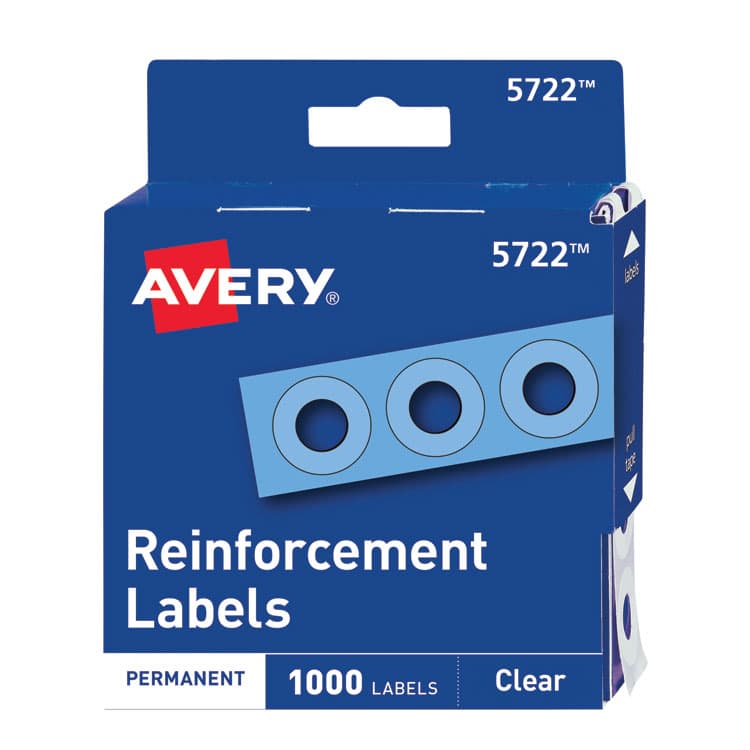 AVERY PRODUCTS CORPORATION Dispenser Pack Hole Reinforcements, 0.25" Dia, Clear, 1,000/Pack, (5722) (AVE05722)