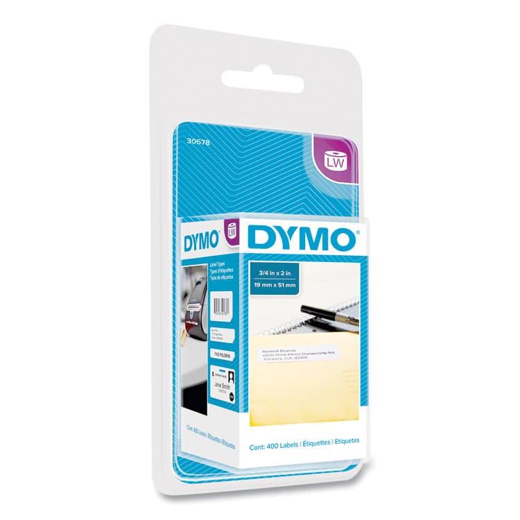 DYMO LabelWriter Return Address Labels, 0.75" x 2", White, 400 Labels/Roll (DYM30578)