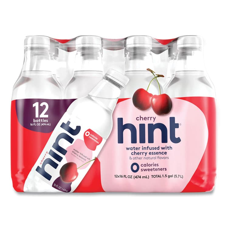 HINT, . Flavored Water, Cherry, 16 oz Bottle, 12 Bottles/Carton (HIN00157)
