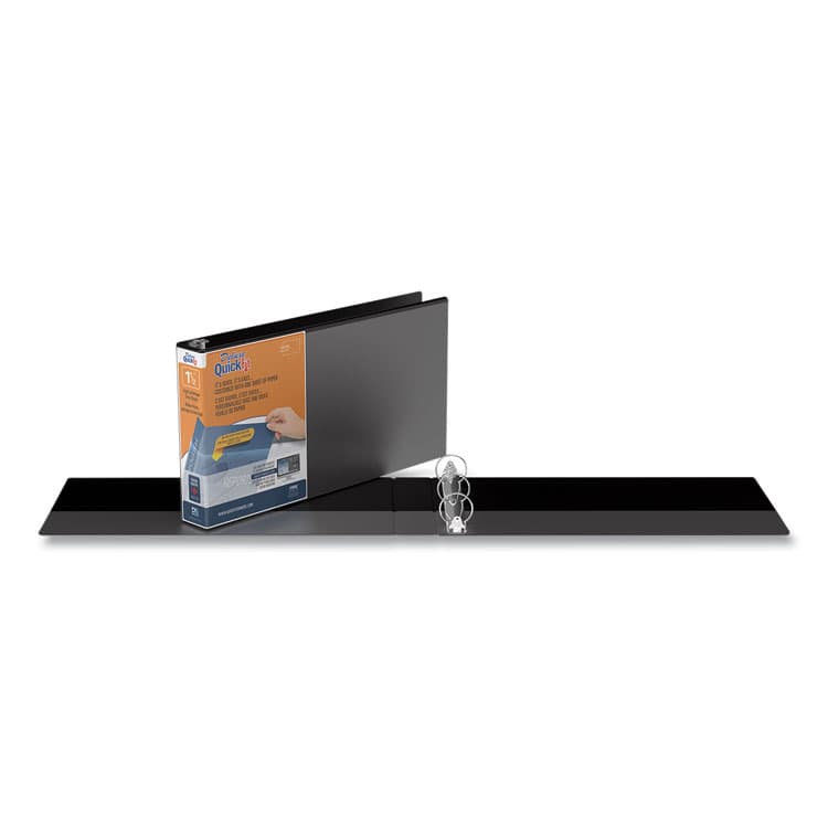 STRIDE WRITING QuickFit Landscape Spreadsheet Round Ring View Binder, 3 Rings, 1.5" Capacity, 14 x 8.5, Black (DVS95021L) thumbnail 2