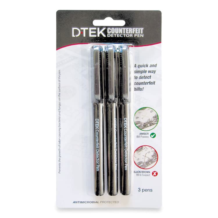 CONTROLTEK DTEK Counterfeit Detector Pens for USD, Black, 3/Pack (CNK560191)