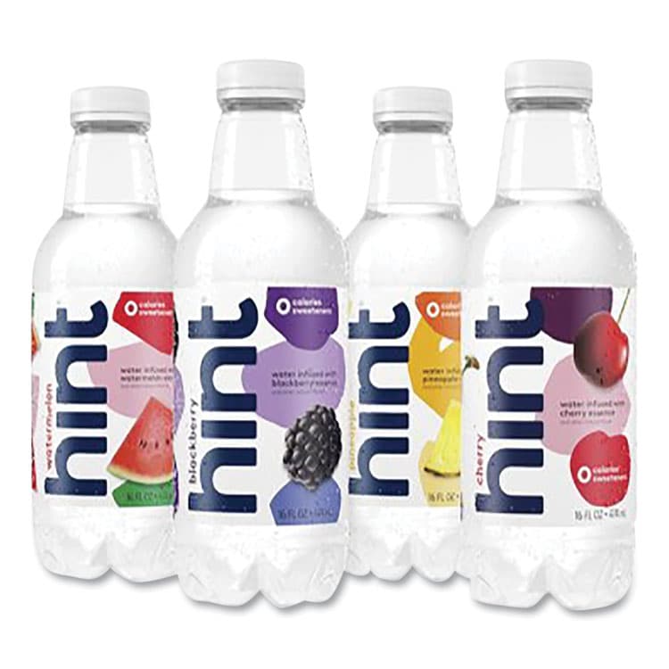 HINT, . Flavored Water Variety Pack, 3 Blackberry, 3 Cherry, 3 Pineapple, 3 Watermelon, 16 oz Bottle, 12 Bottles/Carton (HIN00149) thumbnail 2