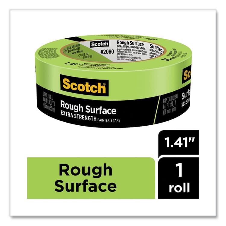 3M/COMMERCIAL TAPE DIV. Rough Surface Extra Strength Painter's Tape, 3" Core, 1.41" x 60.1 yds, Green (MMM206036AP) thumbnail 3