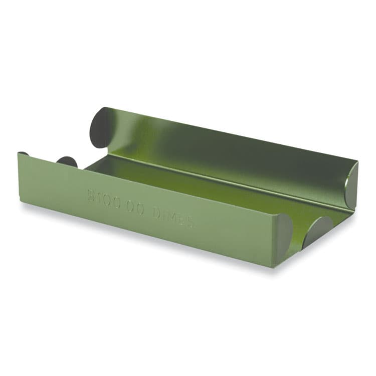 CONTROLTEK Metal Coin Tray, Accommodates $100 in Dimes, 3.5" x 10" x 1.75", Green (CNK560067)