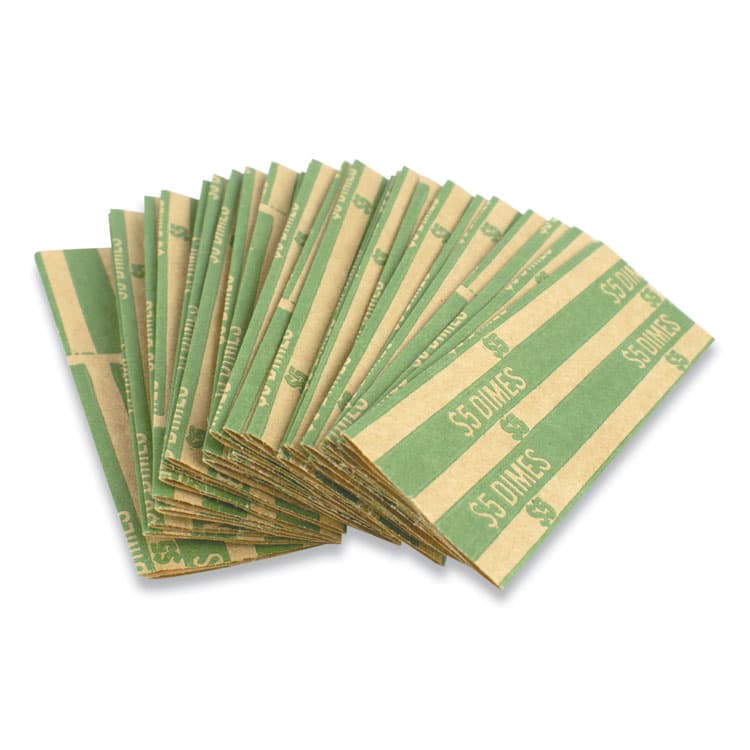 CONTROLTEK Flat Tubular Coin Wrap, Dimes, Green/White, 1,000/Box (CNK560044)