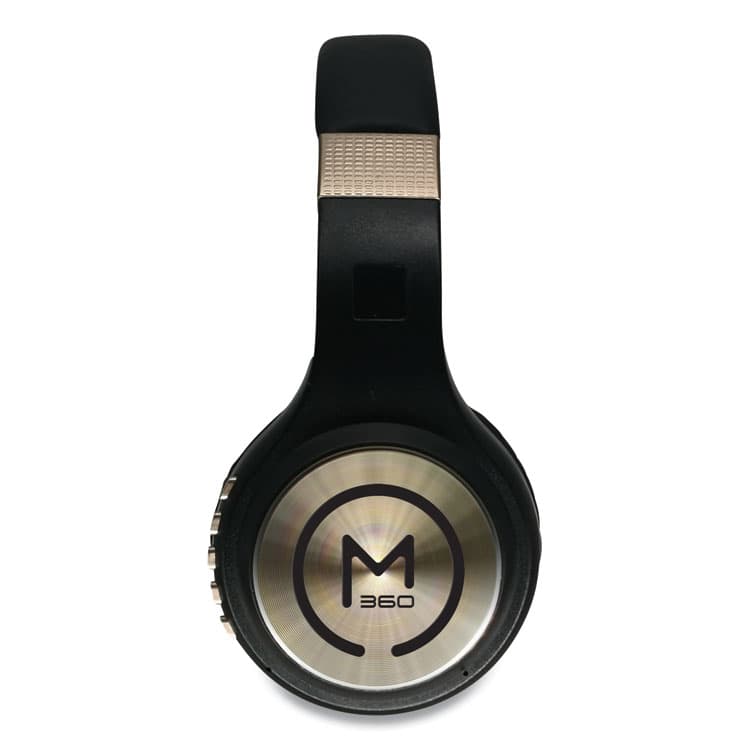 CREATIVE MARKETING, . SERENITY Stereo Wireless Headphones with Microphone, 3 ft Cord, Black/Gold (MHSHP5500G) thumbnail 2