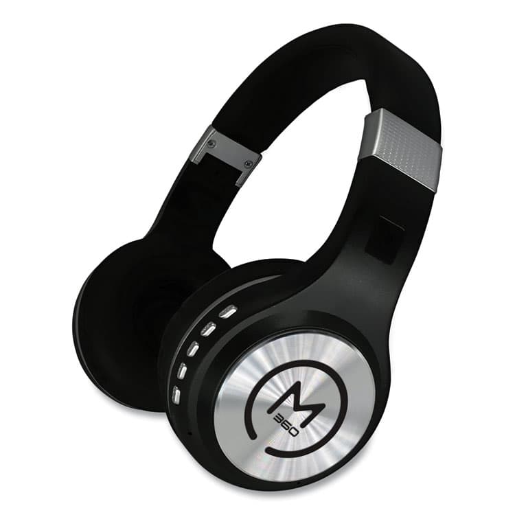 CREATIVE MARKETING, . SERENITY Stereo Wireless Headphones with Microphone, 3 ft Cord, Black/Silver (MHSHP5500B) thumbnail 2