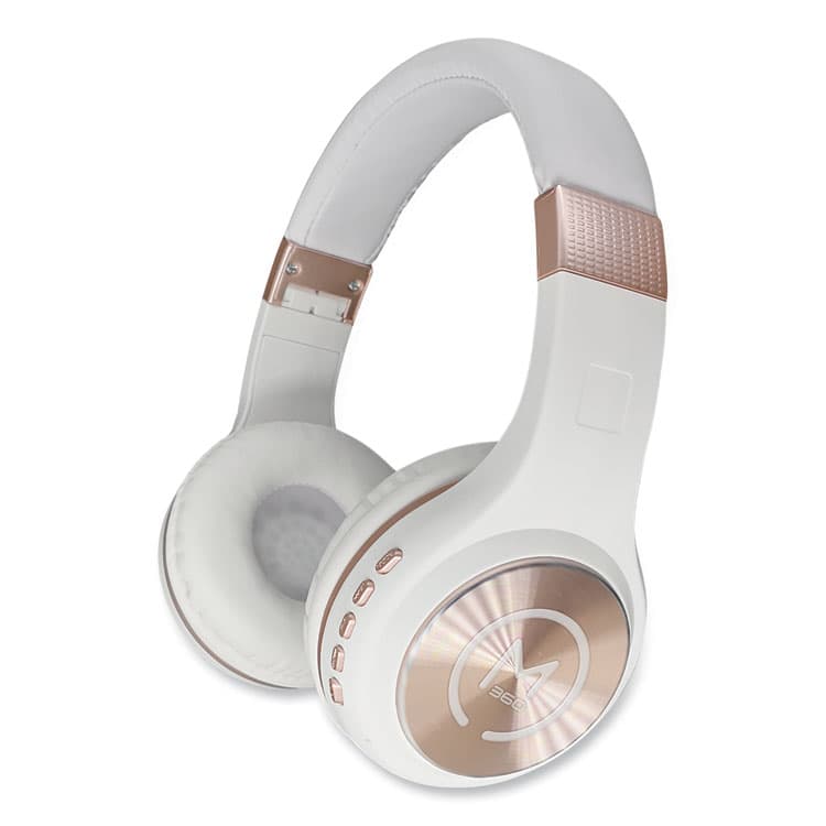 CREATIVE MARKETING, . SERENITY Stereo Wireless Headphones with Microphone, 3 ft Cord, White/Rose Gold (MHSHP5500R)