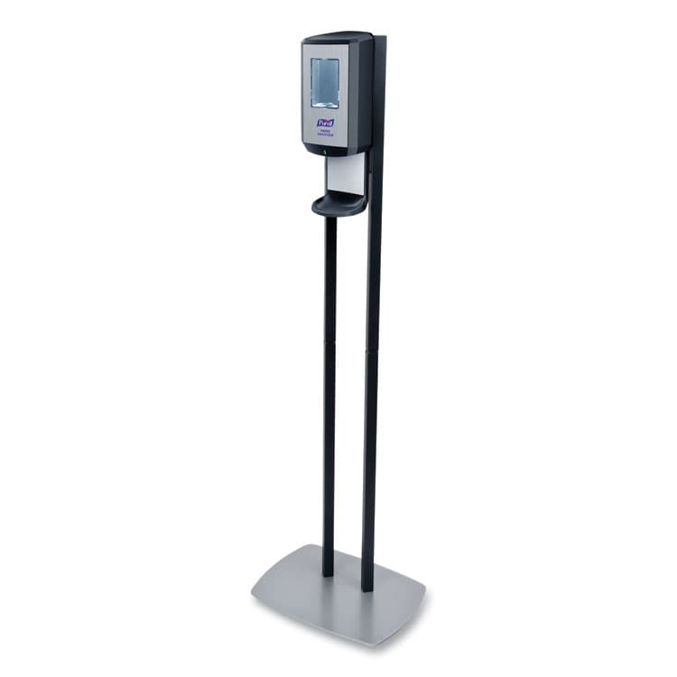 GO-JO INDUSTRIES CS8 Hand Sanitizer Floor Stand with Dispenser, 1,200 mL, 13.5 x 5 x 28.5, Graphite (GOJ7418DS)