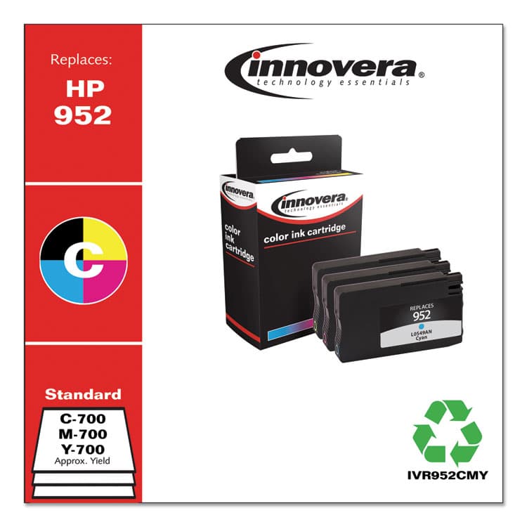 INNOVERA Remanufactured Cyan/Magenta/Yellow Ink, Replacement for 952 (N9K27AN), 700 Page-Yield (IVR952CMY) thumbnail 2