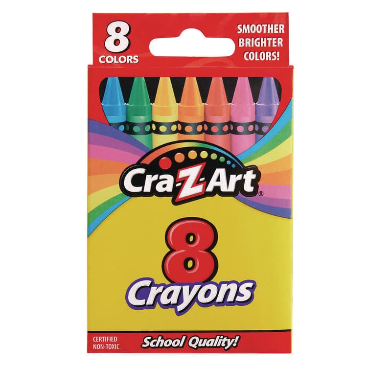 LAROSE INDUSTRIES, LLC Crayons, Regular Size, 8 Assorted Colors, 8/Pack (CZA1021248)