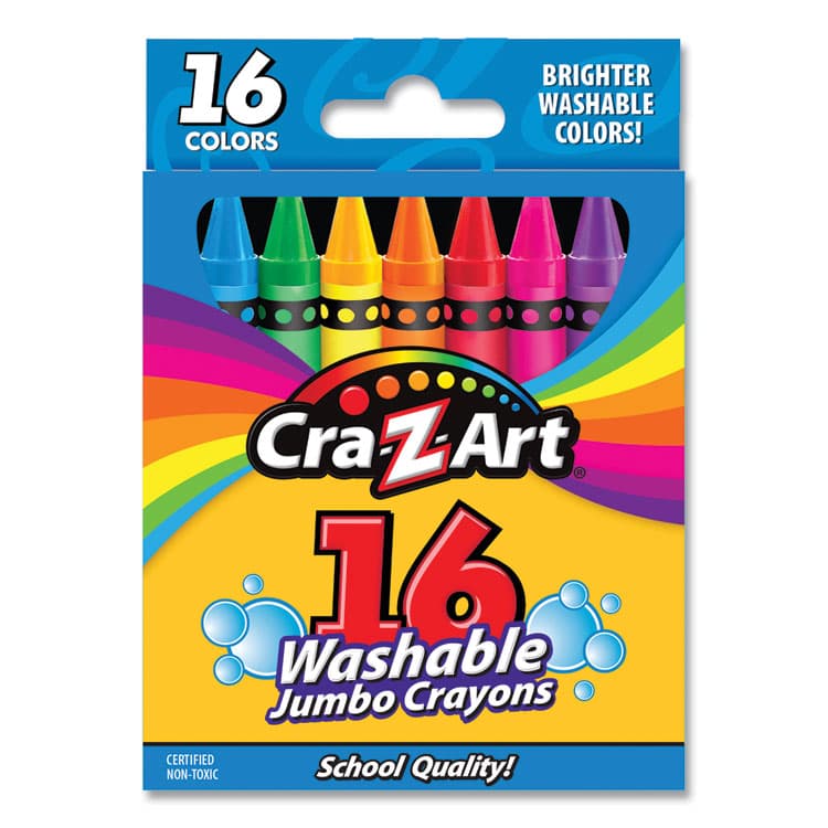 LAROSE INDUSTRIES, LLC Washable Jumbo Crayons, Jumbo Size, 16 Assorted Colors, 16/Pack (CZA1020448)