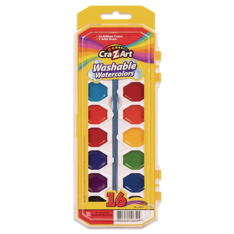 LAROSE INDUSTRIES, LLC Washable Watercolors, 16 Assorted Colors, Palette Tray (CZA1065236)