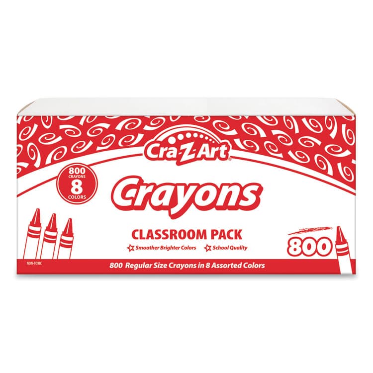 LAROSE INDUSTRIES, LLC Crayons Classpack with Compartmentalized Storage Box, Regular Size, 8 Assorted Colors, 800/Pack (CZA740031)