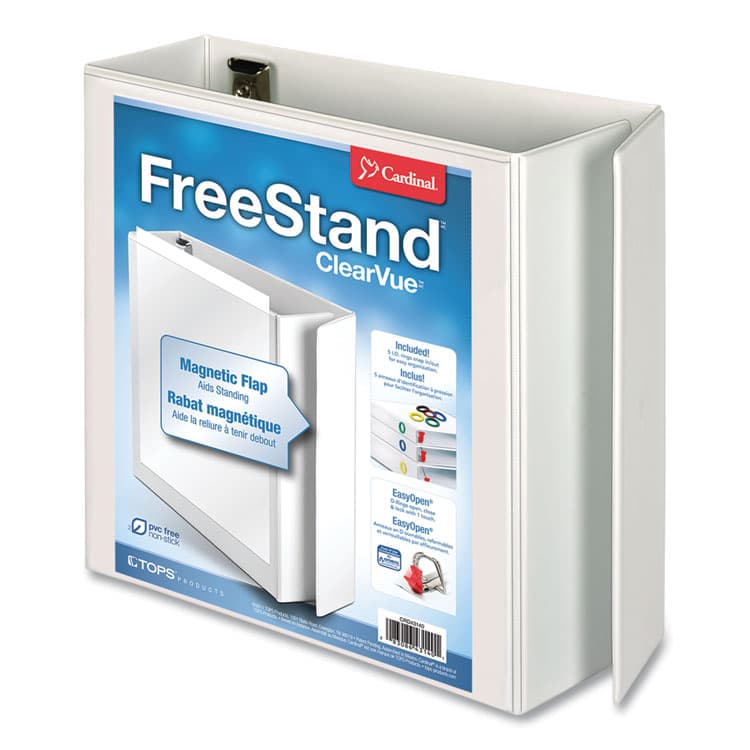 CARDINAL BRANDS . FreeStand Easy Open Locking Slant-D Ring Binder, 3 Rings, 4" Capacity, 11 x 8.5, White (CRD43140CB)