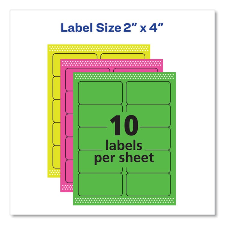 AVERY PRODUCTS CORPORATION High-Visibility Permanent Laser ID Labels, 2 x 4, Neon Assorted, 1000/Box (AVE5964) thumbnail 3