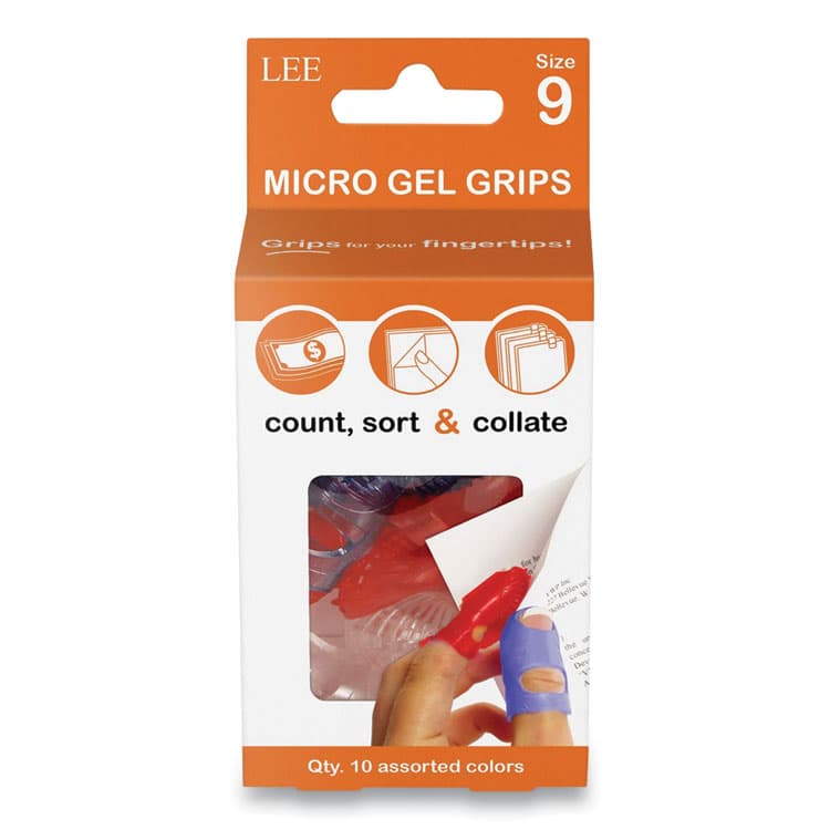 LEE PRODUCTS COMPANY Tippi Micro-Gel Fingertip Grips, Size 9, Large, Assorted, 10/Pack (LEE61090) thumbnail 2