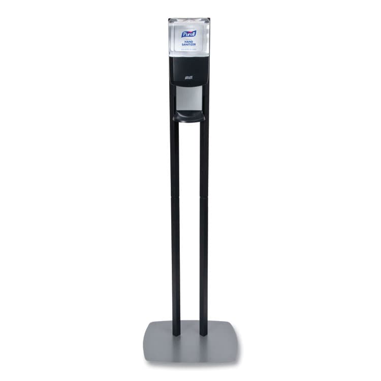 GO-JO INDUSTRIES ES8 Hand Sanitizer Floor Stand with Dispenser, 1,200 mL, 13.5 x 5 x 28.5, Graphite/Silver (GOJ7218DS)