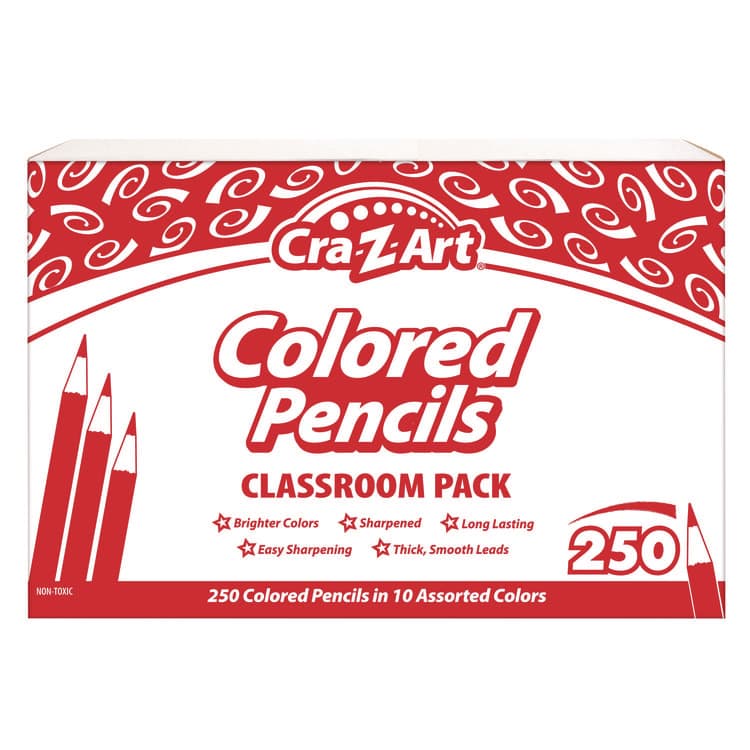 LAROSE INDUSTRIES, LLC Colored Pencils Classpack, 10 Assorted Lead and Barrel Colors, 10 Pencils/Set, 25 Sets/Carton (CZA740011)
