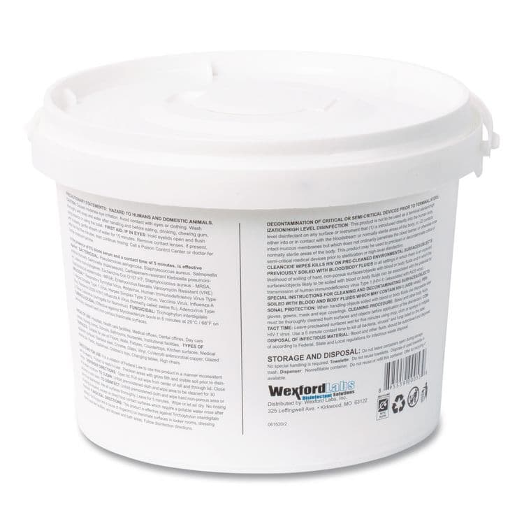 WEXFORD LABS CleanCide Disinfecting Wipes, 1-Ply, 8 x 5.5, Fresh Scent, White, 400/Tub (WXF3130B400DEA) thumbnail 2