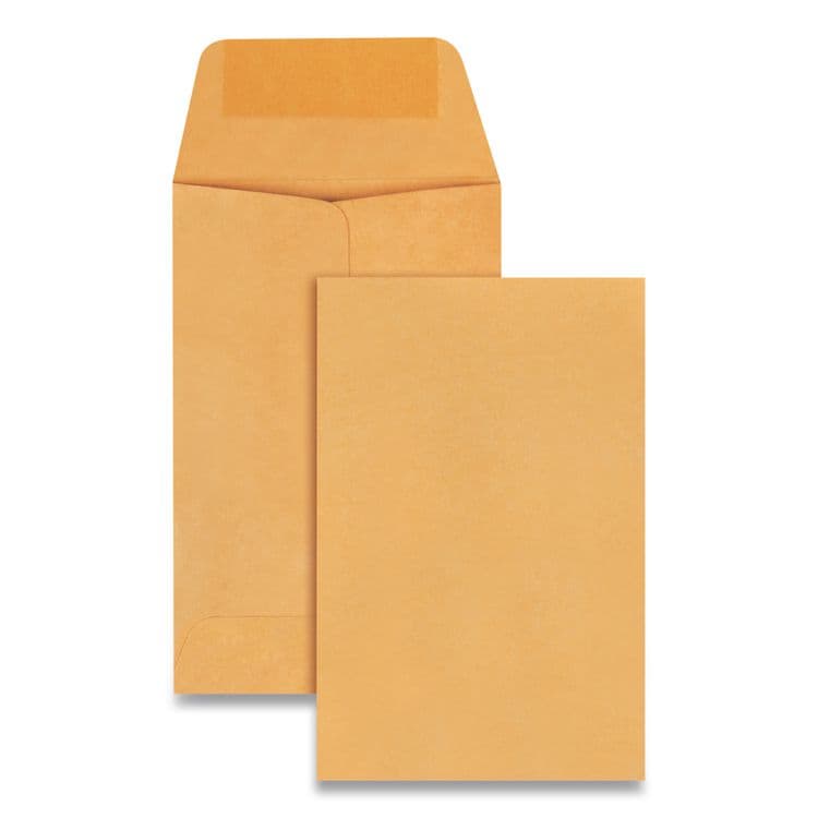 QUALITY PARK PRODUCTS Kraft Coin and Small Parts Envelope, #1, Extended Square Flap, Gummed Closure, 2.25 x 3.5, Brown Kraft, 500/Box (QUA50160)