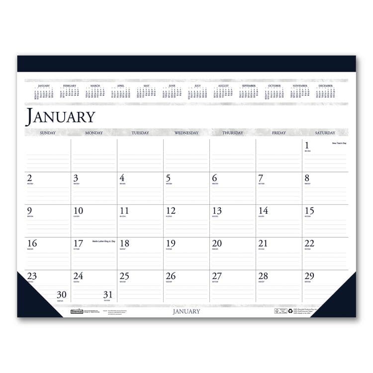 HOUSE OF DOOLITTLE Recycled Two-Color Monthly Desk Pad Calendar, 22 x 17, Perforated White/Blue/Gray Sheets, 12-Month (Jan-Dec): 2026 (HOD150HD)