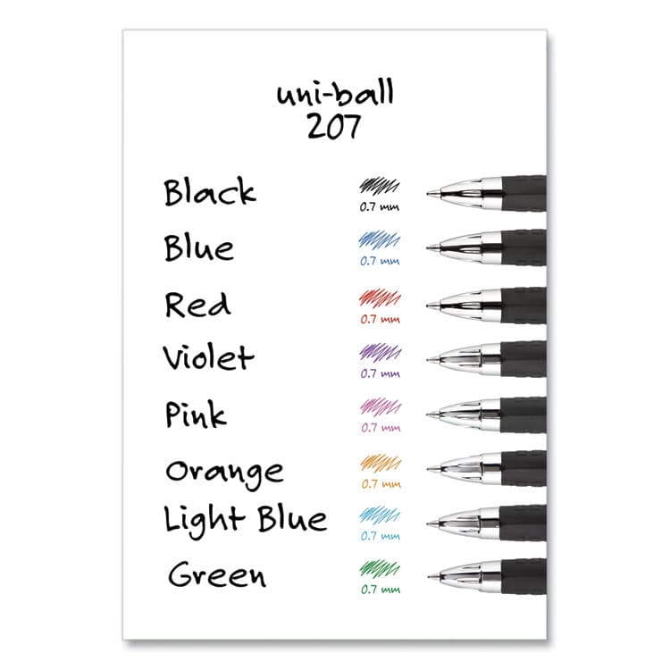 UNI Signo 207 Gel Pen, Retractable, Medium 0.7 mm, Blue Ink, Smoke/Black/Blue Barrel, 4/Pack (UBC45532PP) thumbnail 4