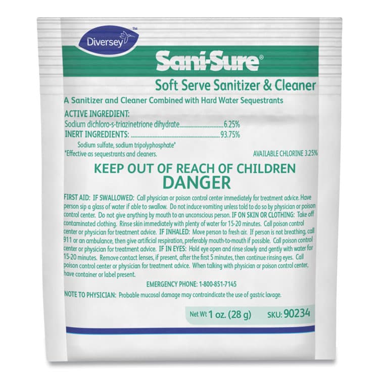 DIVERSEY Sani Sure Soft Serve Sanitizer and Cleaner, Powder, 1 oz Packet, 100/Carton (DVO90234) thumbnail 2