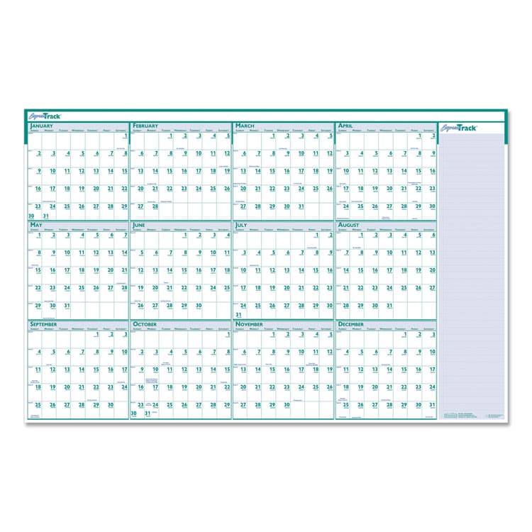 HOUSE OF DOOLITTLE Express Track Recycled Reversible/Erasable Yearly Wall Calendar, 24 x 37, White/Teal Sheets, 12-Month (Jan to Dec): 2026 (HOD392) thumbnail 3