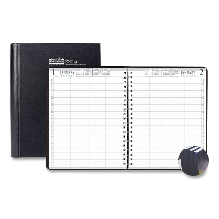 HOUSE OF DOOLITTLE Executive Series Four-Person Group Practice Daily Appointment Book, 11 x 8.5, Black Hard Cover, 12-Month (Jan to Dec): 2026 (HOD28292)