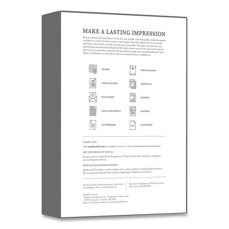 SOUTHWORTH CO. Parchment Specialty Paper, 24 lb Bond Weight, 8.5 x 11, Ivory, 500/Ream (SOU984C) thumbnail 2