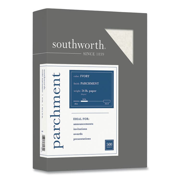 SOUTHWORTH CO. Parchment Specialty Paper, 24 lb Bond Weight, 8.5 x 11, Ivory, 500/Ream (SOU984C)